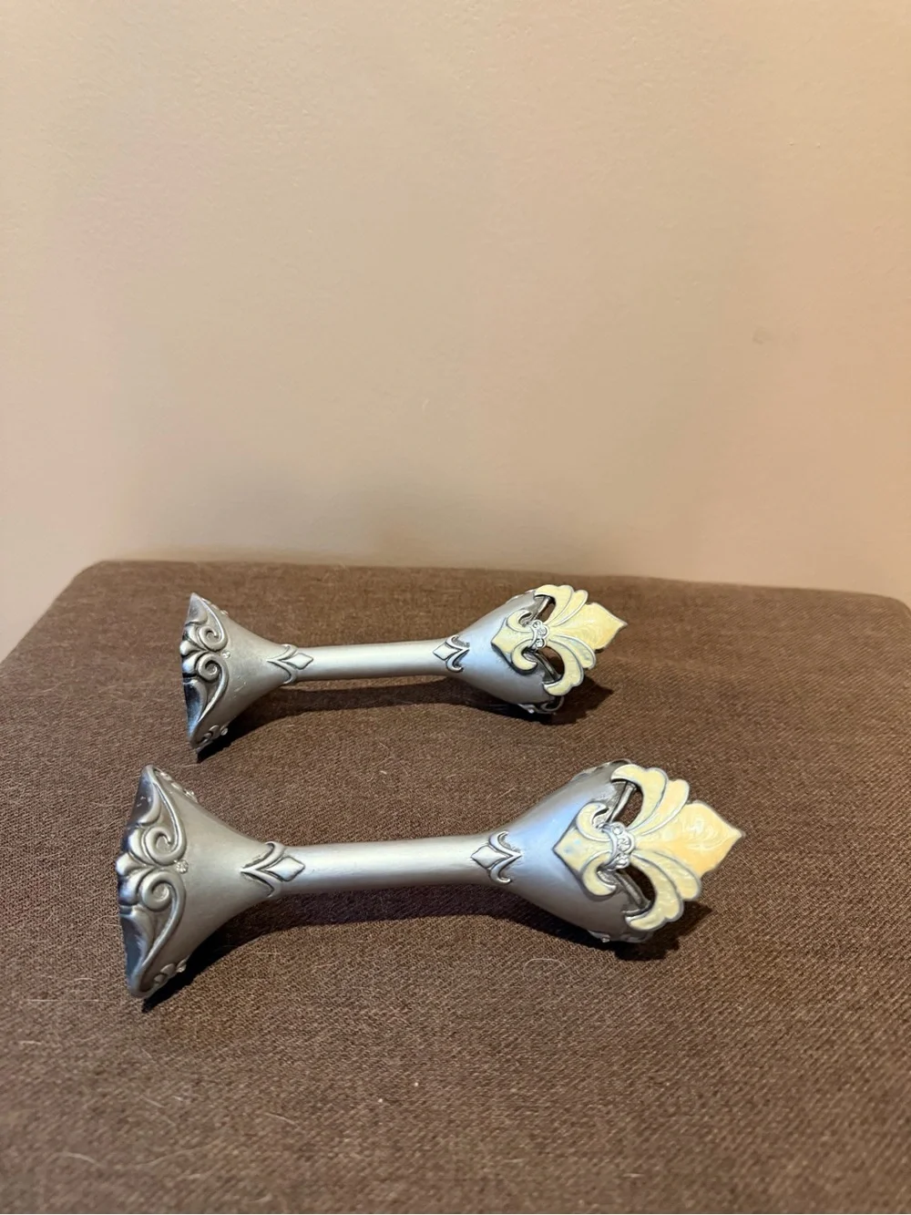 Elegant Silver Decorative Candle Holders - Pair